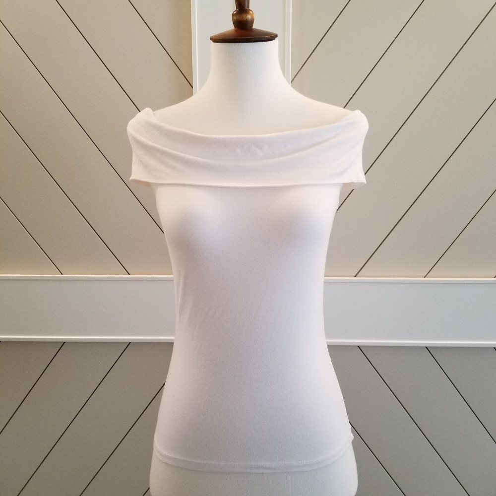 INC White Bardot Top - Petite/Small